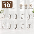 Self Adhesive Wall Hooks | Strong No Drill Hooks for Kitchen & Bathroom (Pack of 10