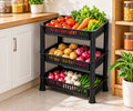 Vegetable Storage Rack Black | 3 Tier Kitchen Organizer for Fruits, Vegetables