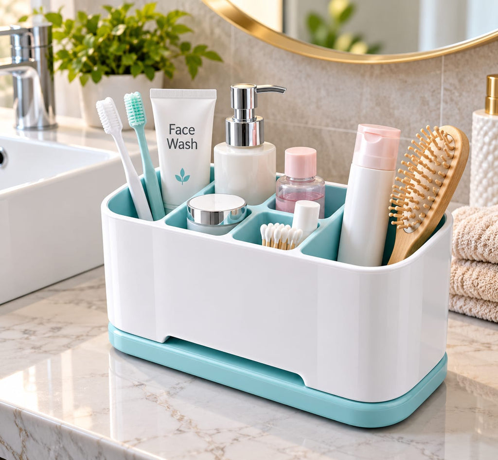 Multipurpose 6-Compartment Bathroom Organizer