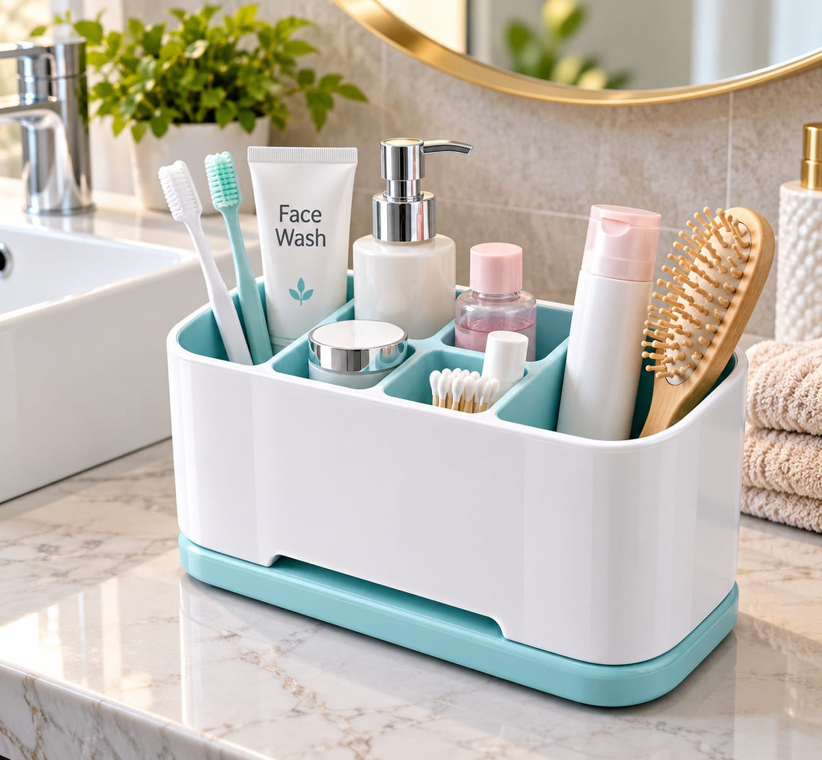 Multipurpose 6-Compartment Bathroom Organizer