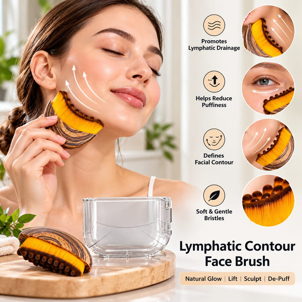 Lymphatic Contour Face Brush with Soft Bristles & Storage Case
