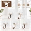 Self Adhesive Wall Hooks | Strong No Drill Hooks for Kitchen, Bathroom & Home (Pack of 5)